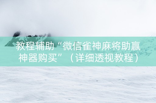 教程辅助“微信雀神麻将助赢神器购买”（详细透视教程）-哔哩哔哩