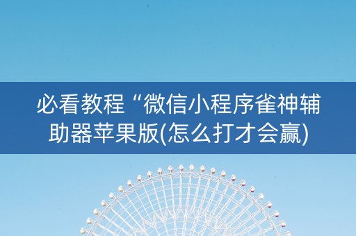 必看教程“微信小程序雀神辅助器苹果版(怎么打才会赢)