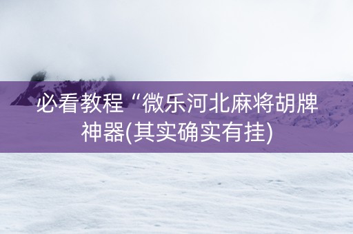 必看教程“微乐河北麻将胡牌神器(其实确实有挂)