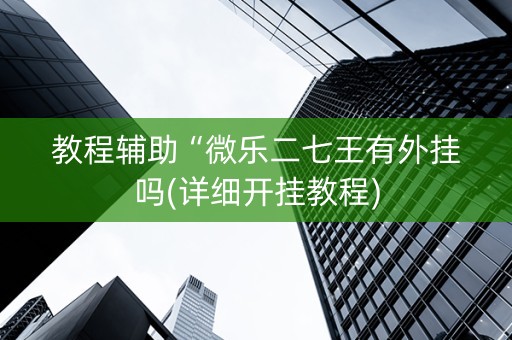 教程辅助“微乐二七王有外挂吗(详细开挂教程)