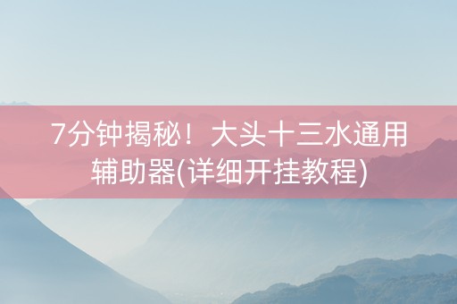 7分钟揭秘！大头十三水通用辅助器(详细开挂教程)
