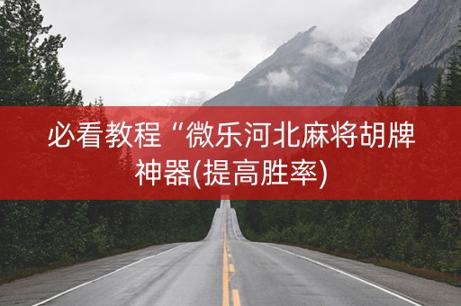 必看教程“微乐河北麻将胡牌神器(提高胜率)