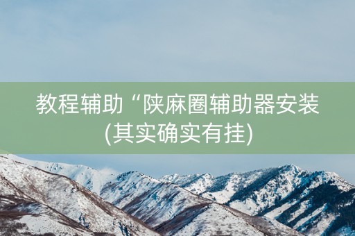 教程辅助“陕麻圈辅助器安装(其实确实有挂)