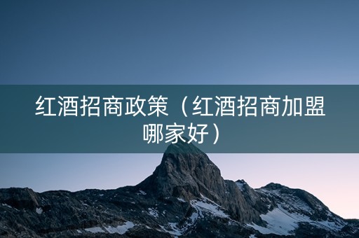 红酒招商政策（红酒招商加盟哪家好）