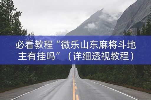 必看教程“微乐山东麻将斗地主有挂吗”（详细透视教程）-哔哩哔哩