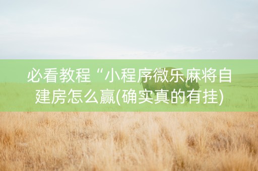 必看教程“小程序微乐麻将自建房怎么赢(确实真的有挂)