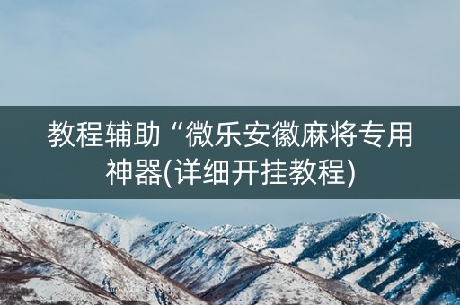教程辅助“微乐安徽麻将专用神器(详细开挂教程)