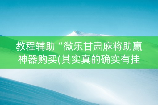 教程辅助“微乐甘肃麻将助赢神器购买(其实真的确实有挂)