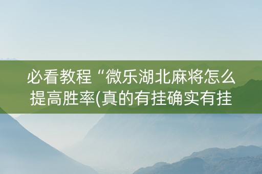 必看教程“微乐湖北麻将怎么提高胜率(真的有挂确实有挂)