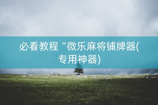 必看教程“微乐麻将铺牌器(专用神器)
