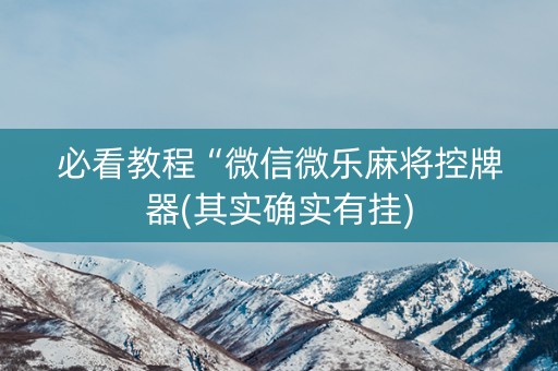 必看教程“微信微乐麻将控牌器(其实确实有挂)