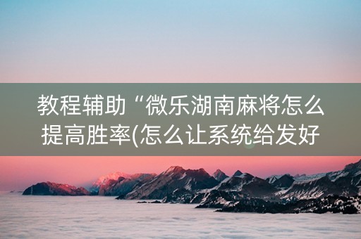 教程辅助“微乐湖南麻将怎么提高胜率(怎么让系统给发好牌)