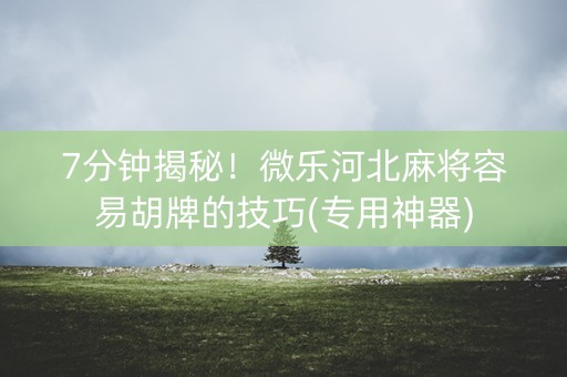 7分钟揭秘！微乐河北麻将容易胡牌的技巧(专用神器)