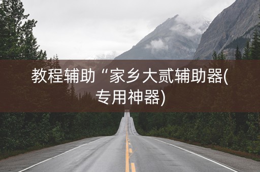 教程辅助“家乡大贰辅助器(专用神器)