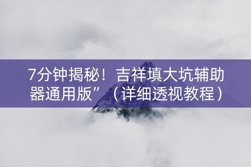 7分钟揭秘！吉祥填大坑辅助器通用版”（详细透视教程）-哔哩哔哩