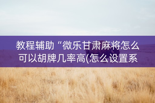 教程辅助“微乐甘肃麻将怎么可以胡牌几率高(怎么设置系统给你好牌)