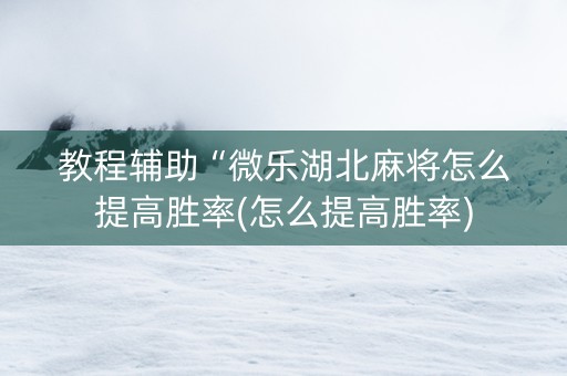 教程辅助“微乐湖北麻将怎么提高胜率(怎么提高胜率)