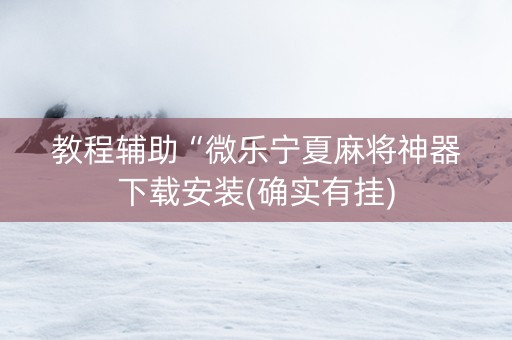 教程辅助“微乐宁夏麻将神器下载安装(确实有挂)