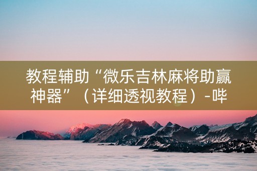 教程辅助“微乐吉林麻将助赢神器”（详细透视教程）-哔哩哔哩