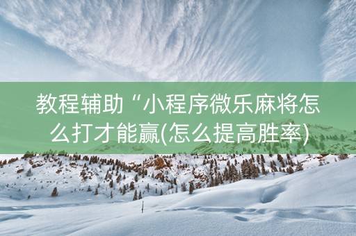 教程辅助“小程序微乐麻将怎么打才能赢(怎么提高胜率)