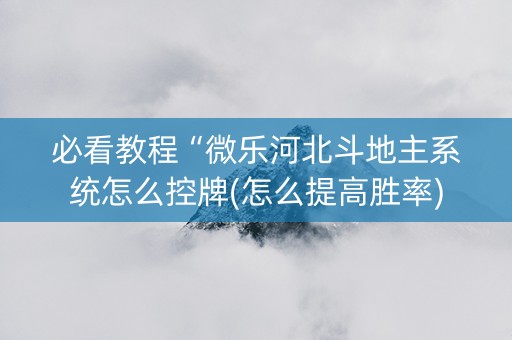 必看教程“微乐河北斗地主系统怎么控牌(怎么提高胜率)