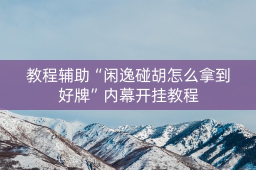 教程辅助“闲逸碰胡怎么拿到好牌”内幕开挂教程