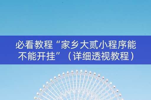 必看教程“家乡大贰小程序能不能开挂”（详细透视教程）-哔哩哔哩