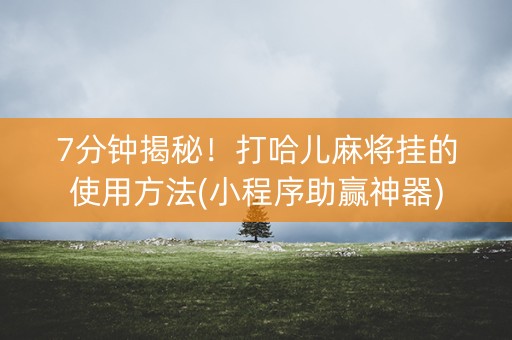 7分钟揭秘！打哈儿麻将挂的使用方法(小程序助赢神器)