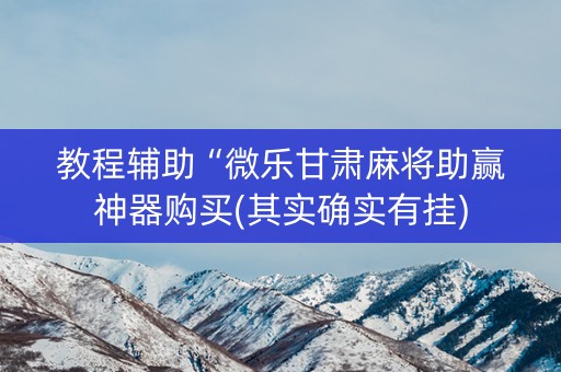教程辅助“微乐甘肃麻将助赢神器购买(其实确实有挂)