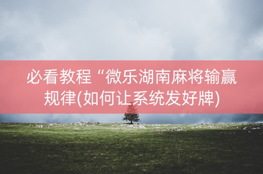 必看教程“微乐湖南麻将输赢规律(如何让系统发好牌)