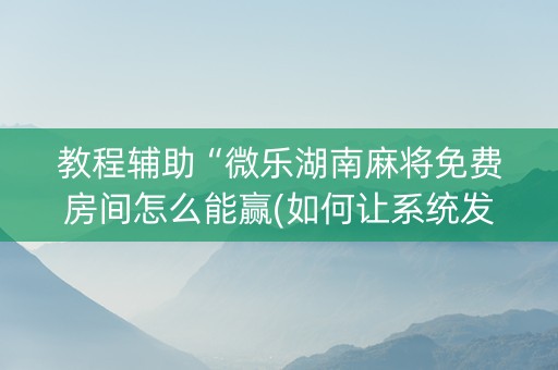 教程辅助“微乐湖南麻将免费房间怎么能赢(如何让系统发好牌)
