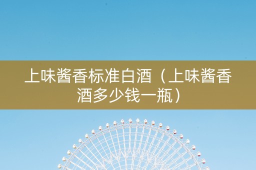 上味酱香标准白酒（上味酱香酒多少钱一瓶）