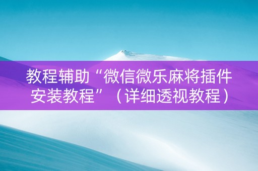 教程辅助“微信微乐麻将插件安装教程”（详细透视教程）-哔哩哔哩