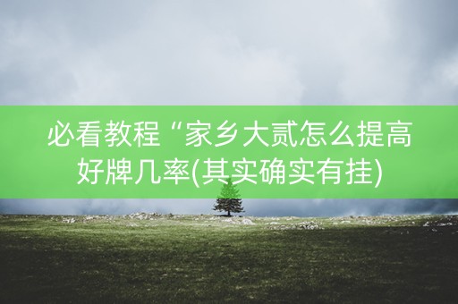 必看教程“家乡大贰怎么提高好牌几率(其实确实有挂)