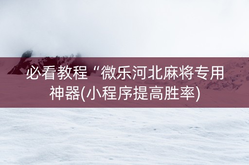 必看教程“微乐河北麻将专用神器(小程序提高胜率)