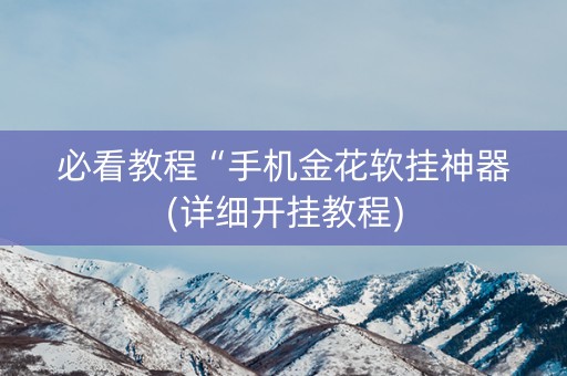必看教程“手机金花软挂神器(详细开挂教程)