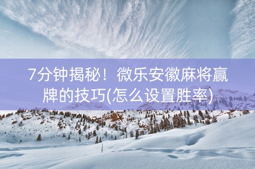 7分钟揭秘！微乐安徽麻将赢牌的技巧(怎么设置胜率)