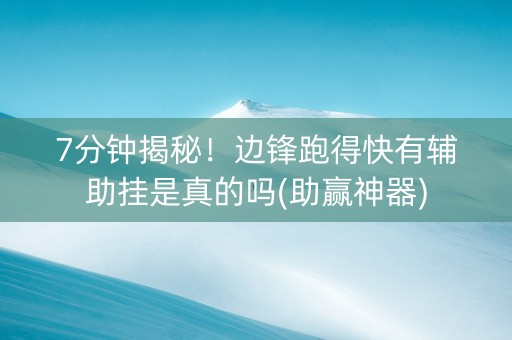 7分钟揭秘！边锋跑得快有辅助挂是真的吗(助赢神器)