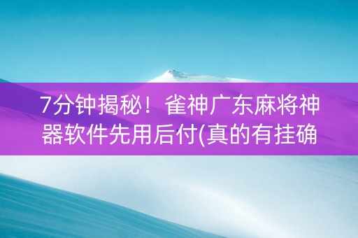 7分钟揭秘！雀神广东麻将神器软件先用后付(真的有挂确实有挂)
