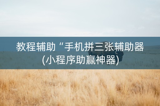 教程辅助“手机拼三张辅助器(小程序助赢神器)