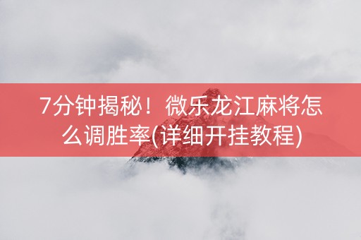 7分钟揭秘！微乐龙江麻将怎么调胜率(详细开挂教程)