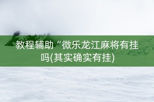 教程辅助“微乐龙江麻将有挂吗(其实确实有挂)