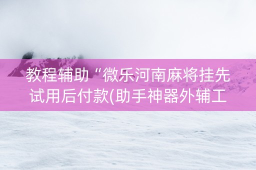 教程辅助“微乐河南麻将挂先试用后付款(助手神器外辅工具)