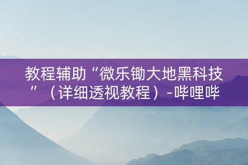 教程辅助“微乐锄大地黑科技”（详细透视教程）-哔哩哔哩
