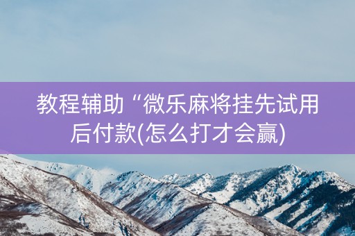 教程辅助“微乐麻将挂先试用后付款(怎么打才会赢)