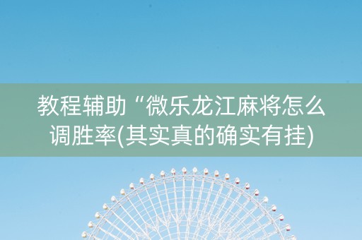 教程辅助“微乐龙江麻将怎么调胜率(其实真的确实有挂)