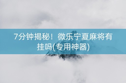 7分钟揭秘！微乐宁夏麻将有挂吗(专用神器)