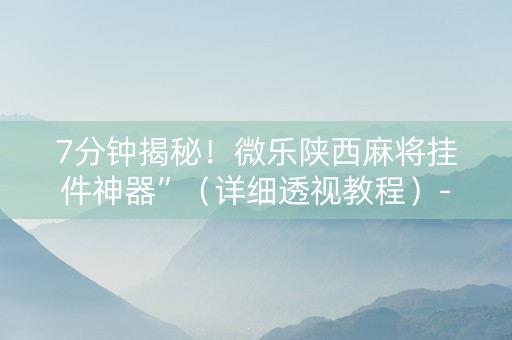 7分钟揭秘！微乐陕西麻将挂件神器”（详细透视教程）-哔哩哔哩