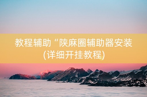 教程辅助“陕麻圈辅助器安装(详细开挂教程)