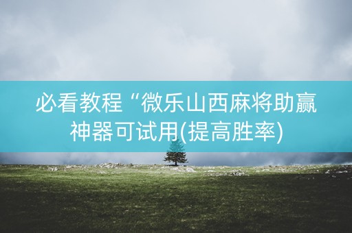 必看教程“微乐山西麻将助赢神器可试用(提高胜率)